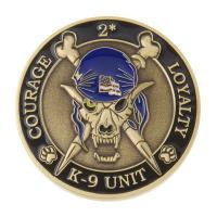 K9 Skeleton Coin (Antique Gold w/ Blue)